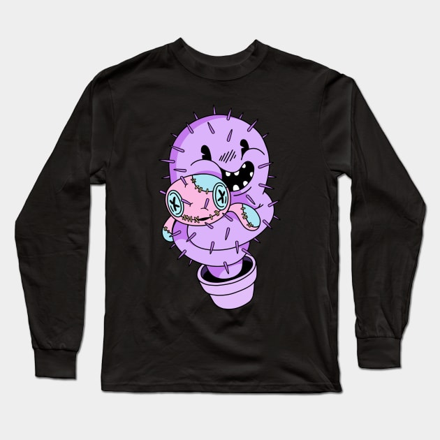 Pastel Goth Cactus and Voodoo Doll Anime Japanese Long Sleeve T-Shirt by PinkyTree